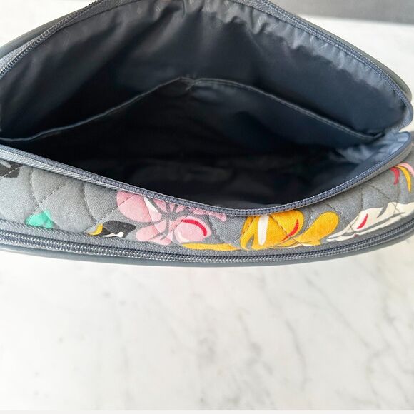 Vera Bradley Coastal Paradise Crossbody Bag Purse & Matching Wallet Grey Floral - Picture 6 of 9